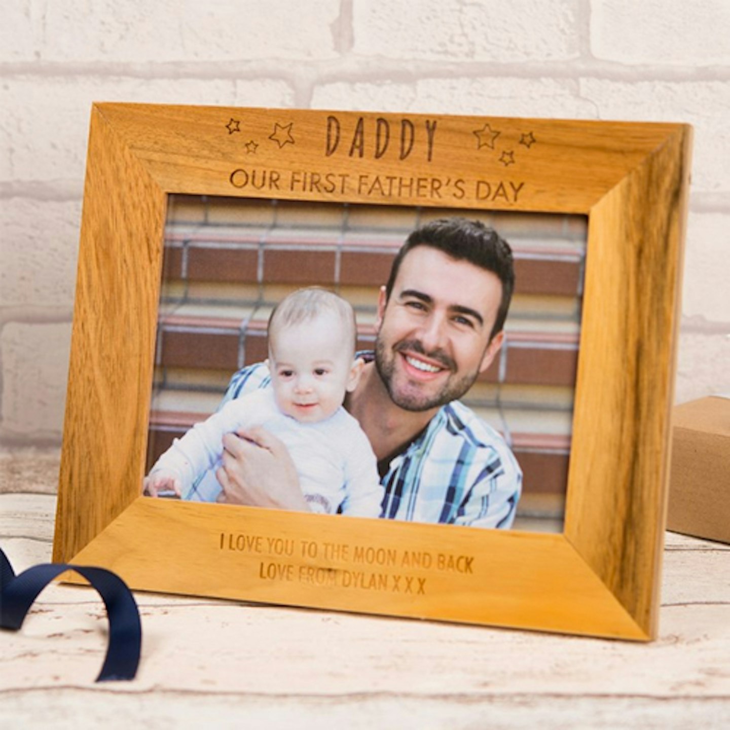 First Father's Day Gifts: Engraved Wooden Picture Frame - Our First Father's Day