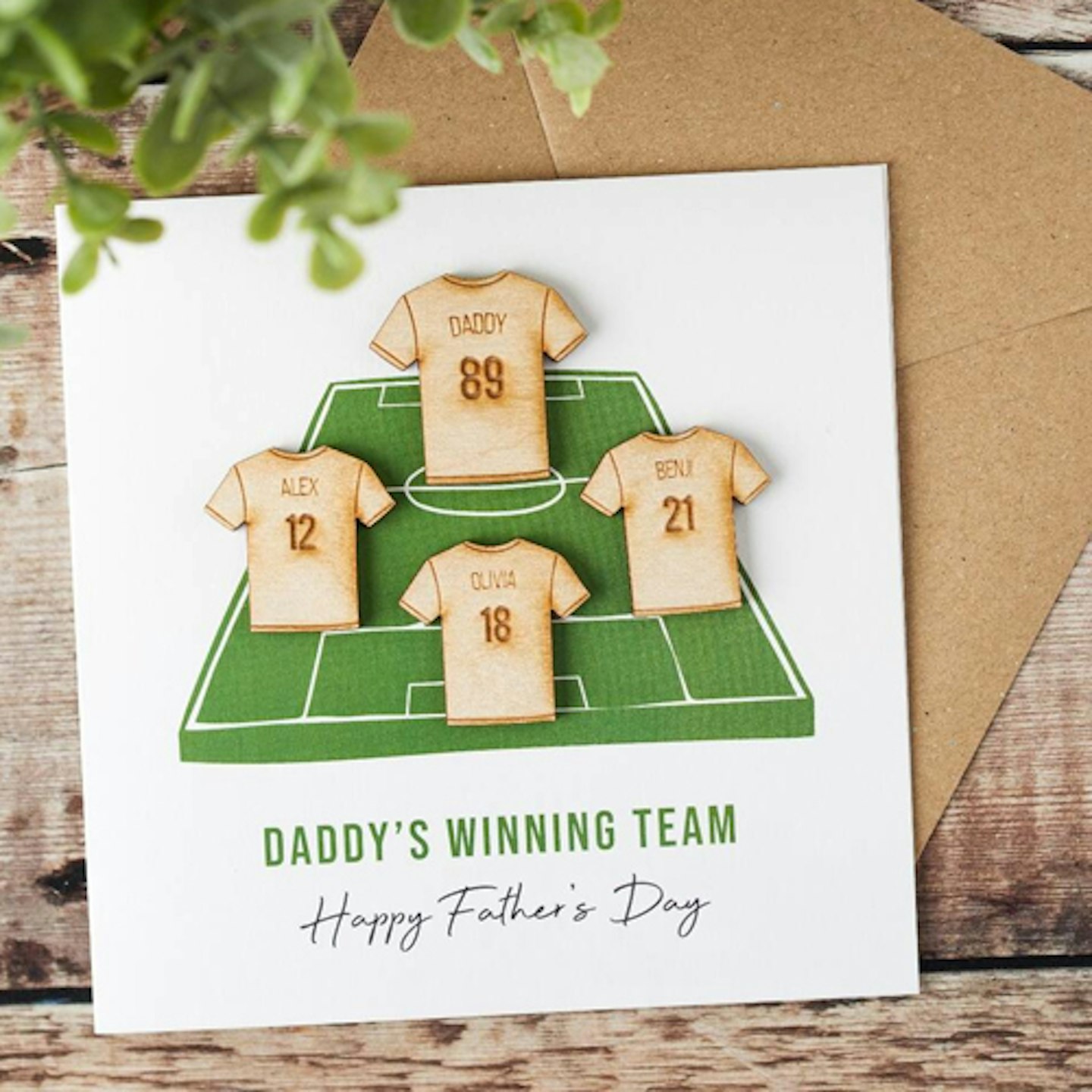 Wooden Family Football Shirts Keepsake Card