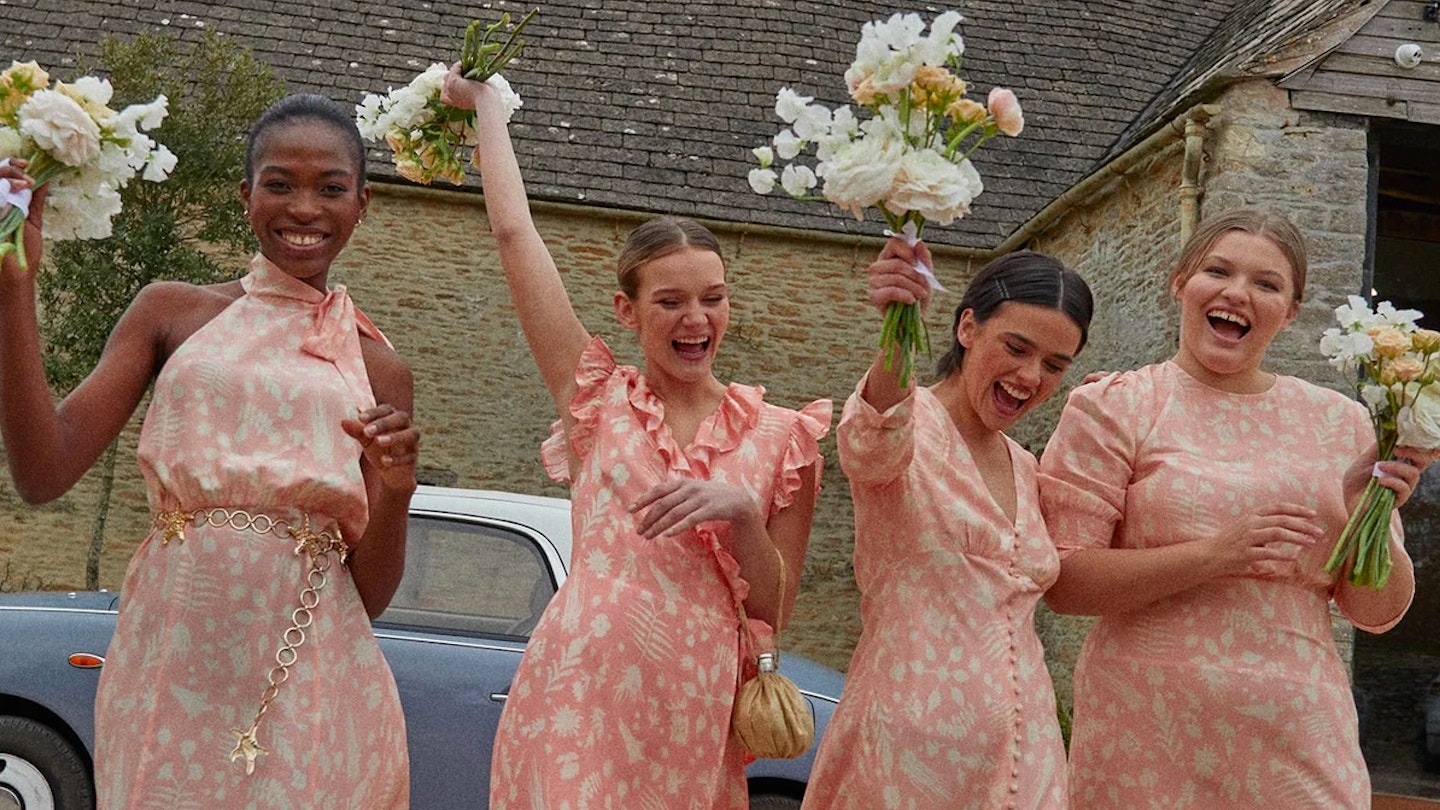A group of bridesmaids wearing dresses from Rixo