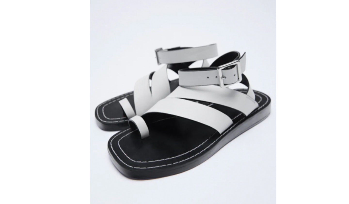 Flat Leather Criss-Cross Strap Sandals