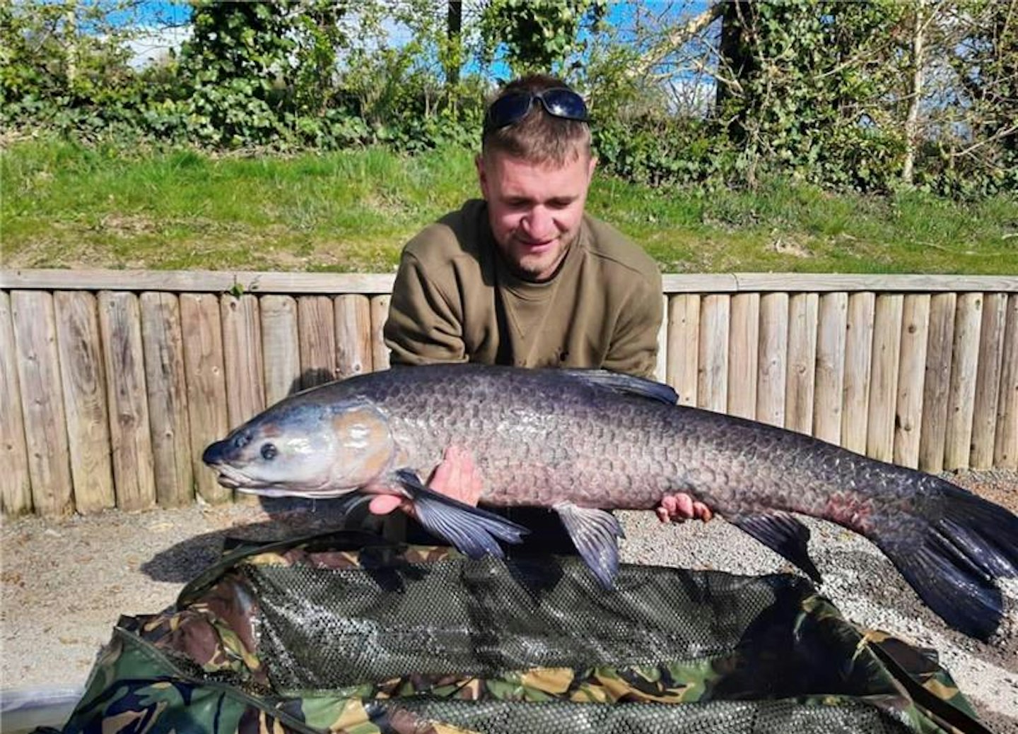 Lake member Adam with Little Blue at 36lb 8oz