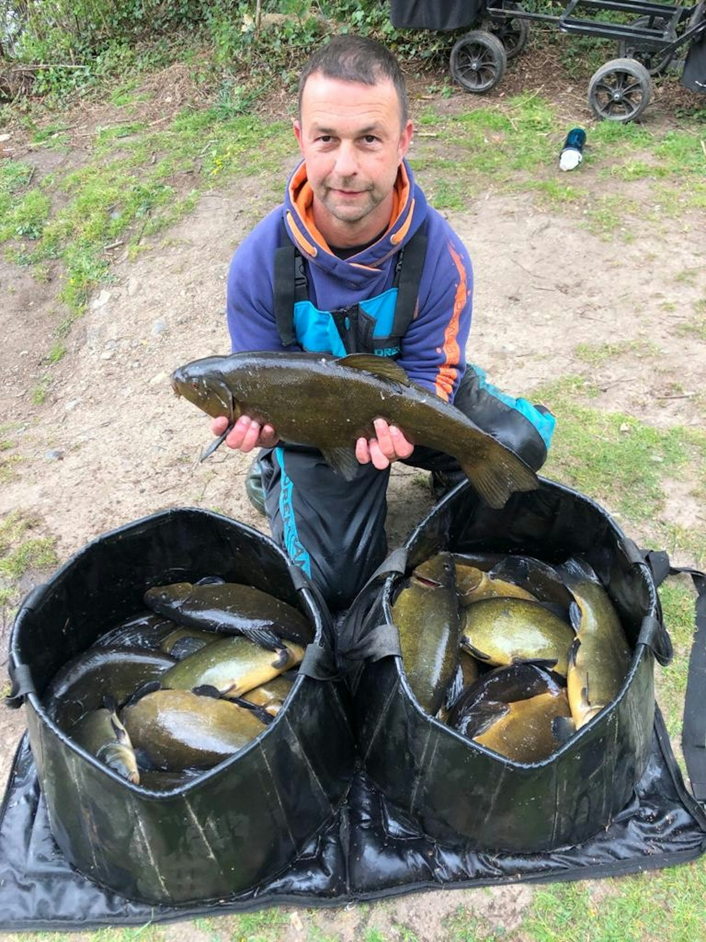 Max Palmer and his 111lb bag of tench