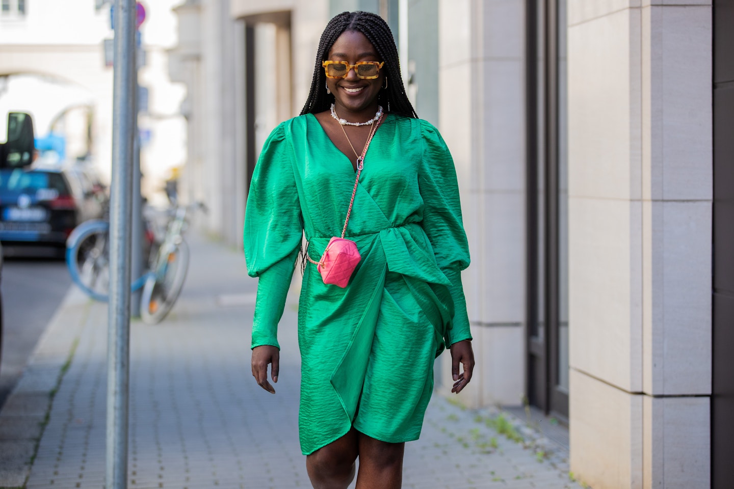 woman wearing green summer dress