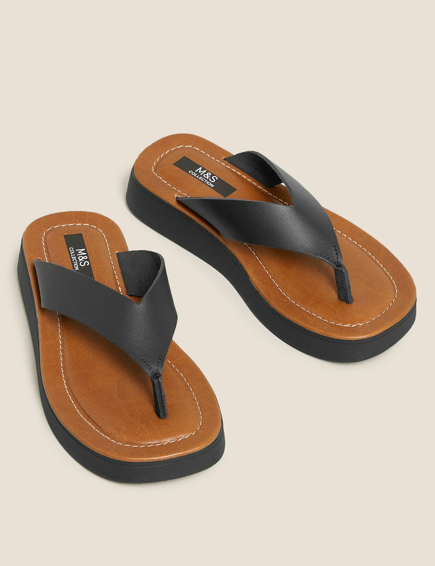 M&S Collection, Leather Flatform Flip Flops, £35