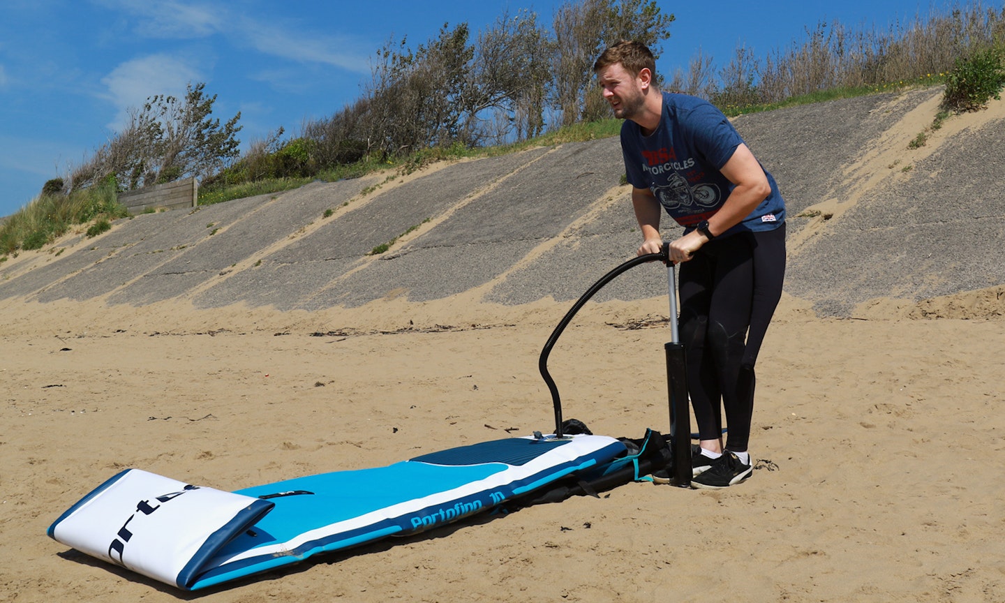 Inflating the Trail Outdoor Leisure Portofino Inflatable Stand Up Paddle Board