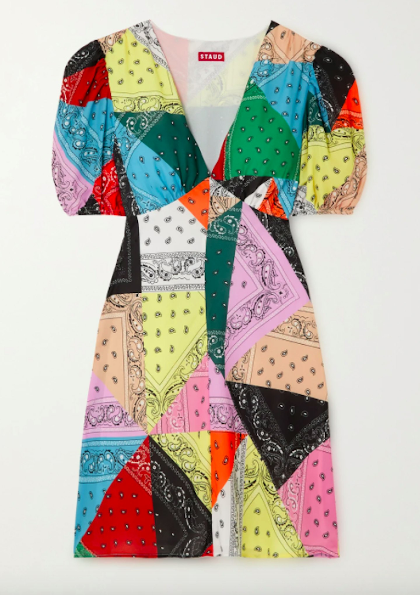 Staud, Milla Patchwork Paisley-Print Crepe Minidress, £235