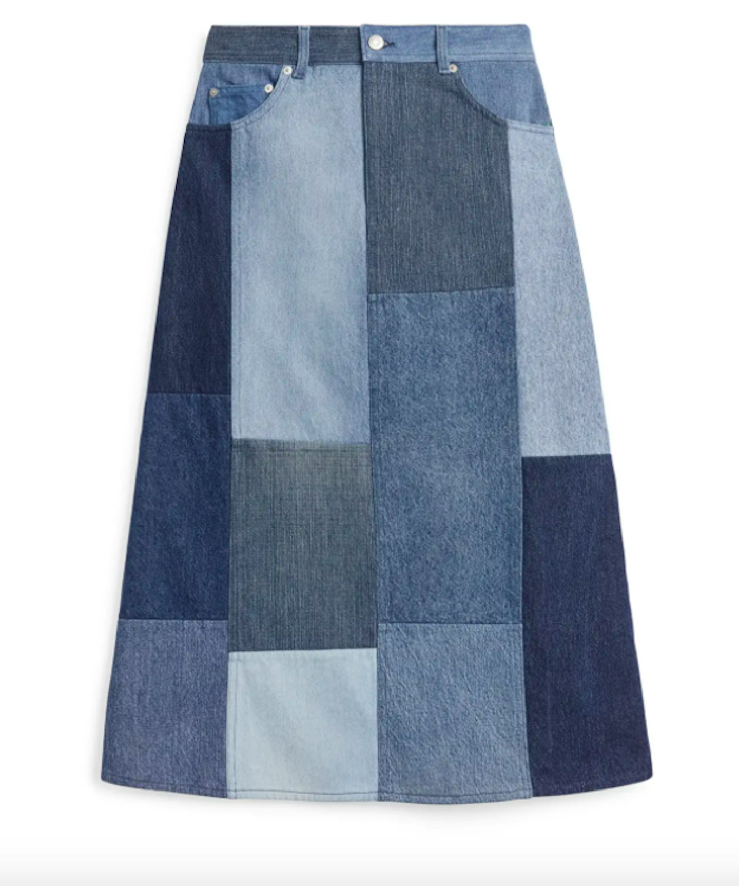 Arket, Patchwork Denim Midi Skirt, £99
