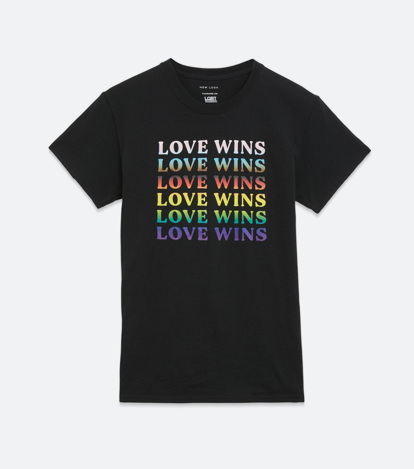 New Look, Black Rainbow Love Wins Logo Pride Charity T-Shirt, £9.99