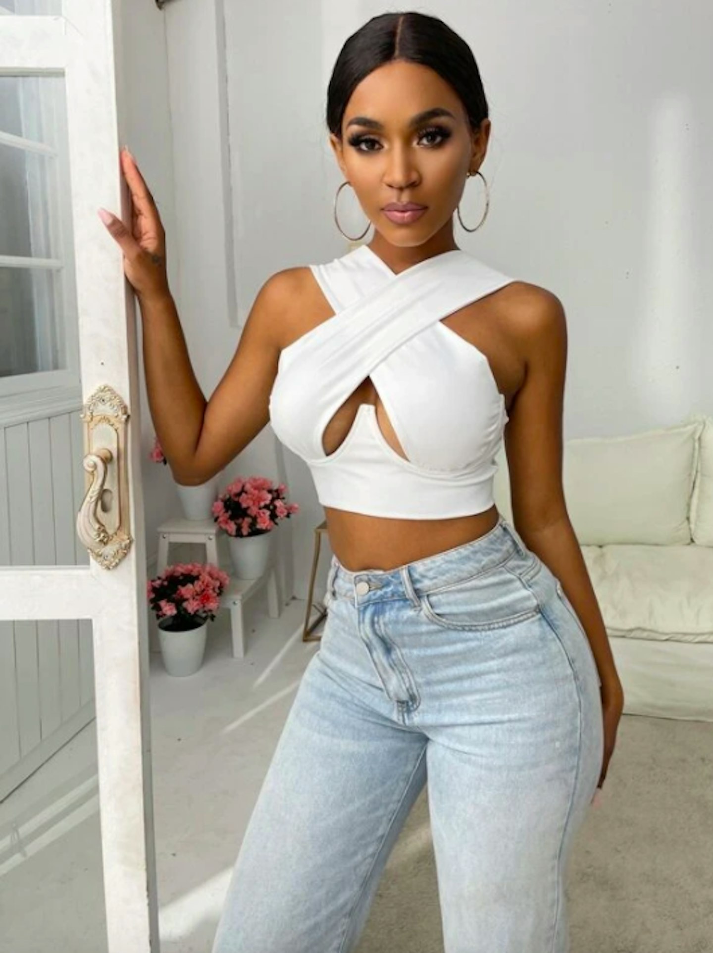 Cross Wrap Crop Tank Top