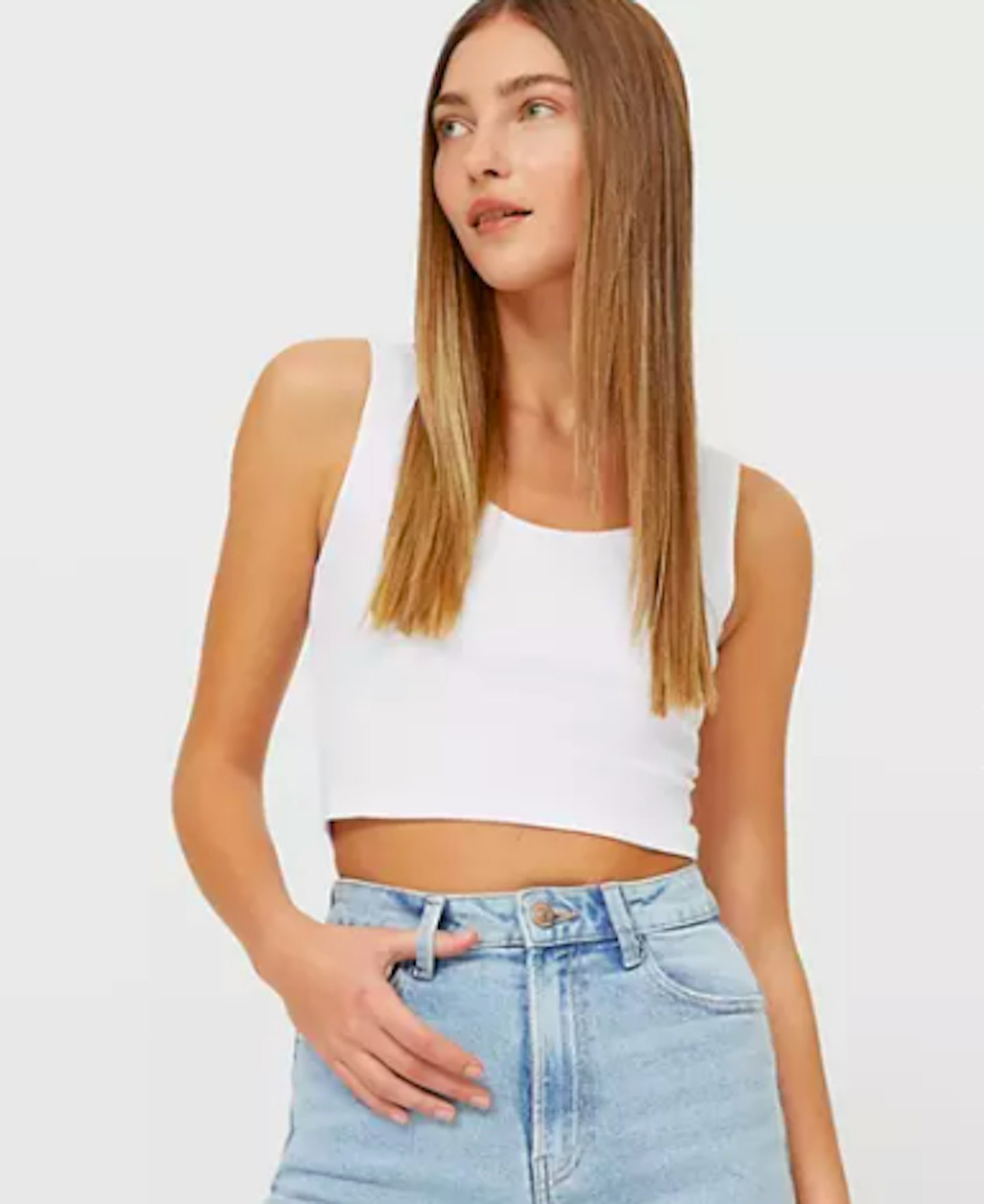 Stradivarius slim mom denim short in light wash
