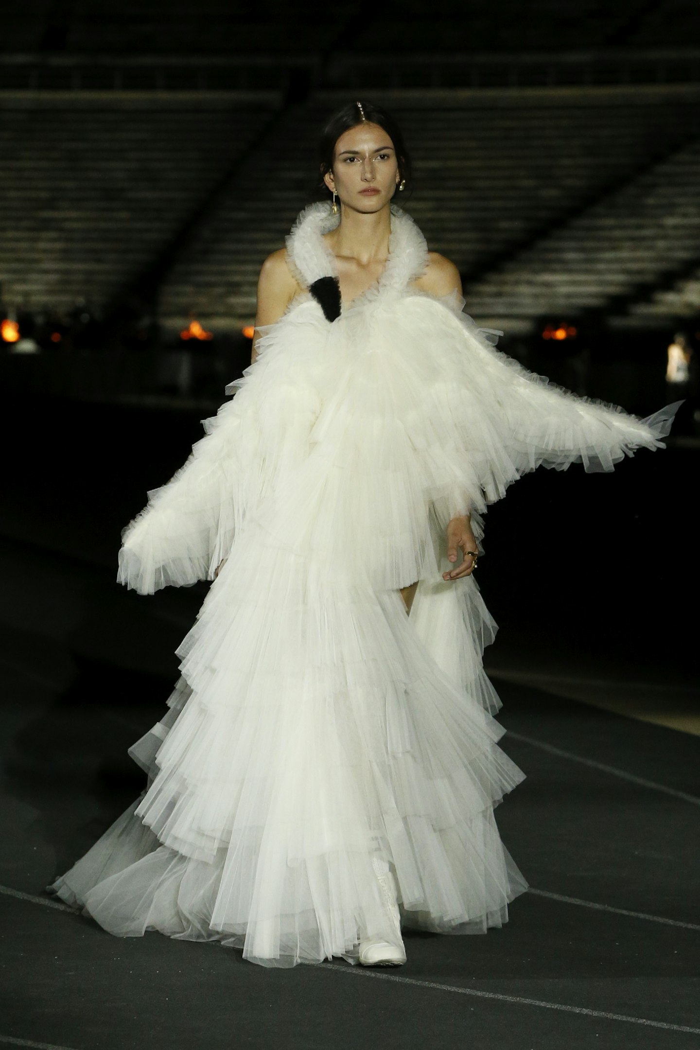 Dior Cruise 2022 swan dress on the runway