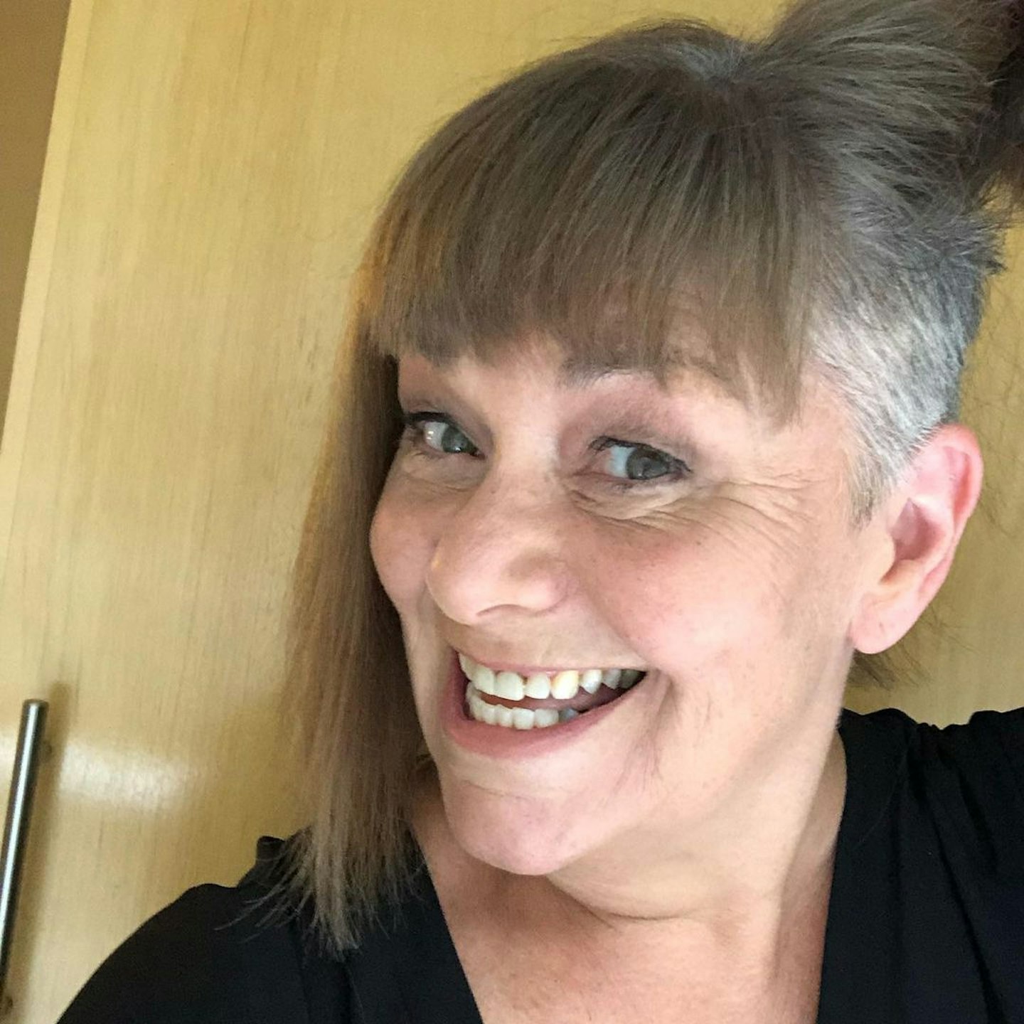 Dawn French grey hair undercut