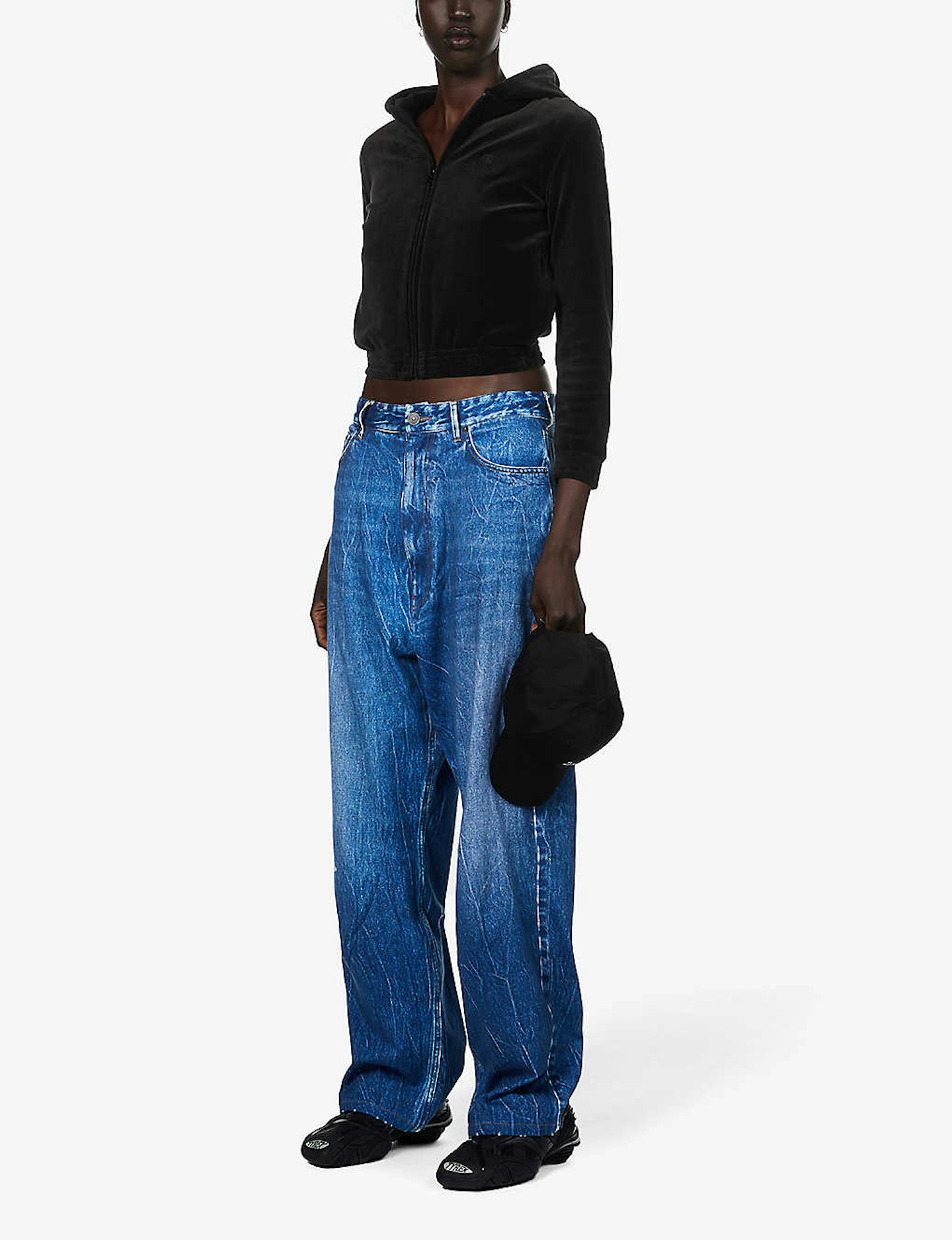 Balenciaga, Trompe-L'u0153il wide-leg low-rise jeans, £895