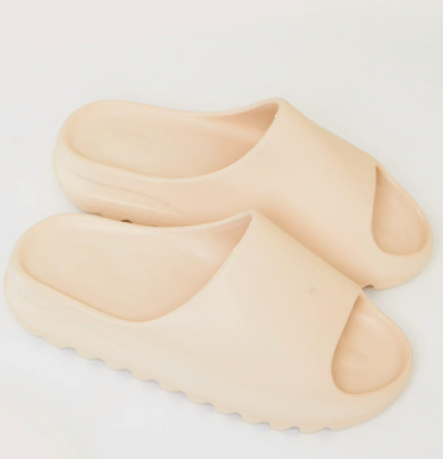 Cream Rubber Ribbed Sole Silders