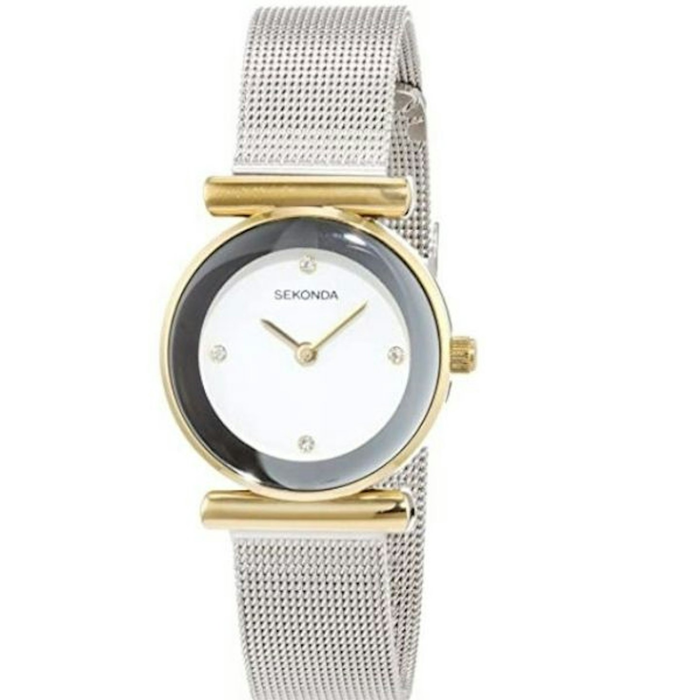 Silver and gold watch