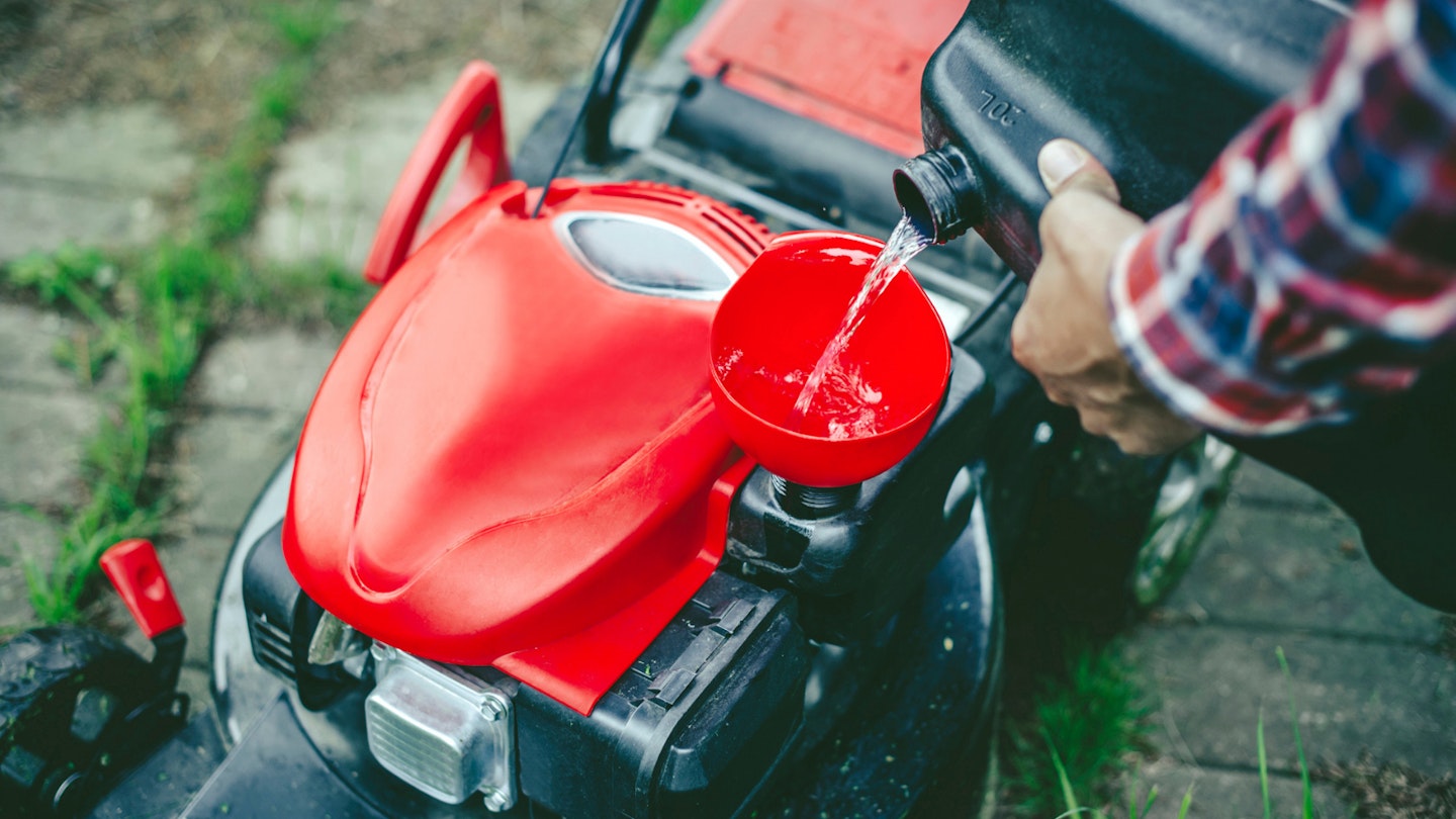 Petrol poured in lawnmower