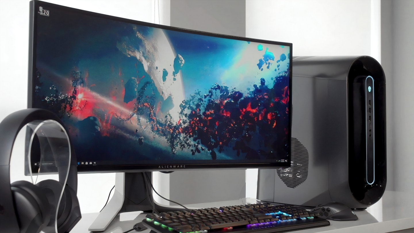 A 1440p monitor with a keyboard and PC
