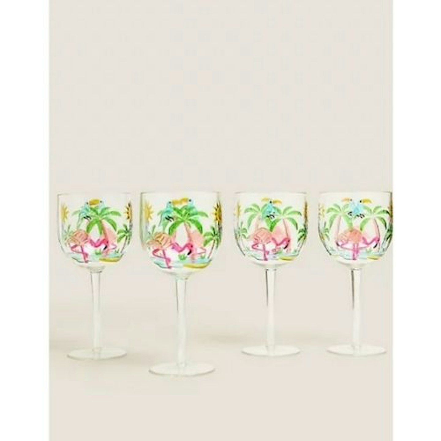 M&S Set of 4 Flamingo Picnic Wine Glasses