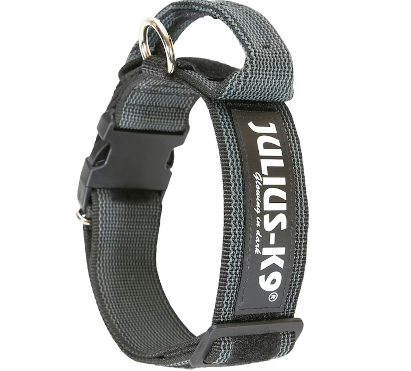 Julius-K9 Collar with Handle, Safety Lock and Interchangeable Patch