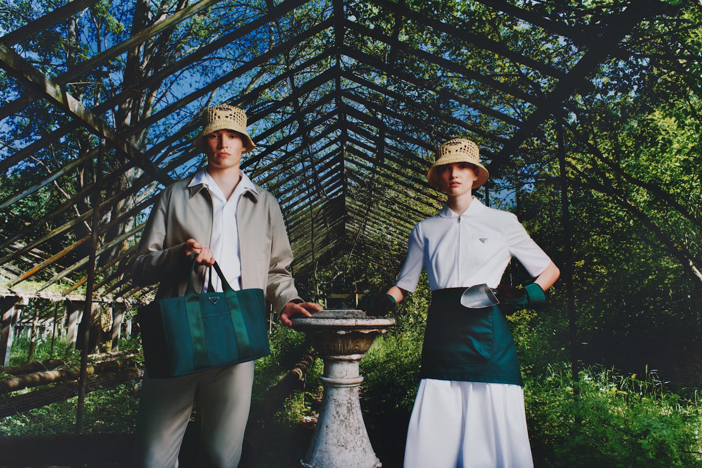 Models wearing clothes from the Selfridges Garden Centre 