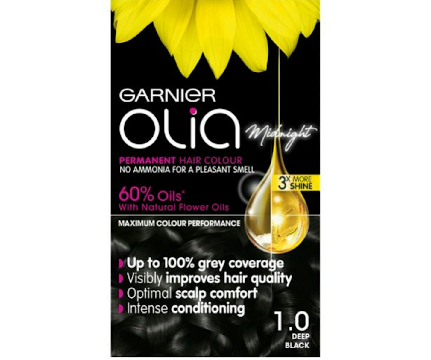 Garnier Olia Midnight 1.0 Deep Black No Ammonia Permanent Hair Dye