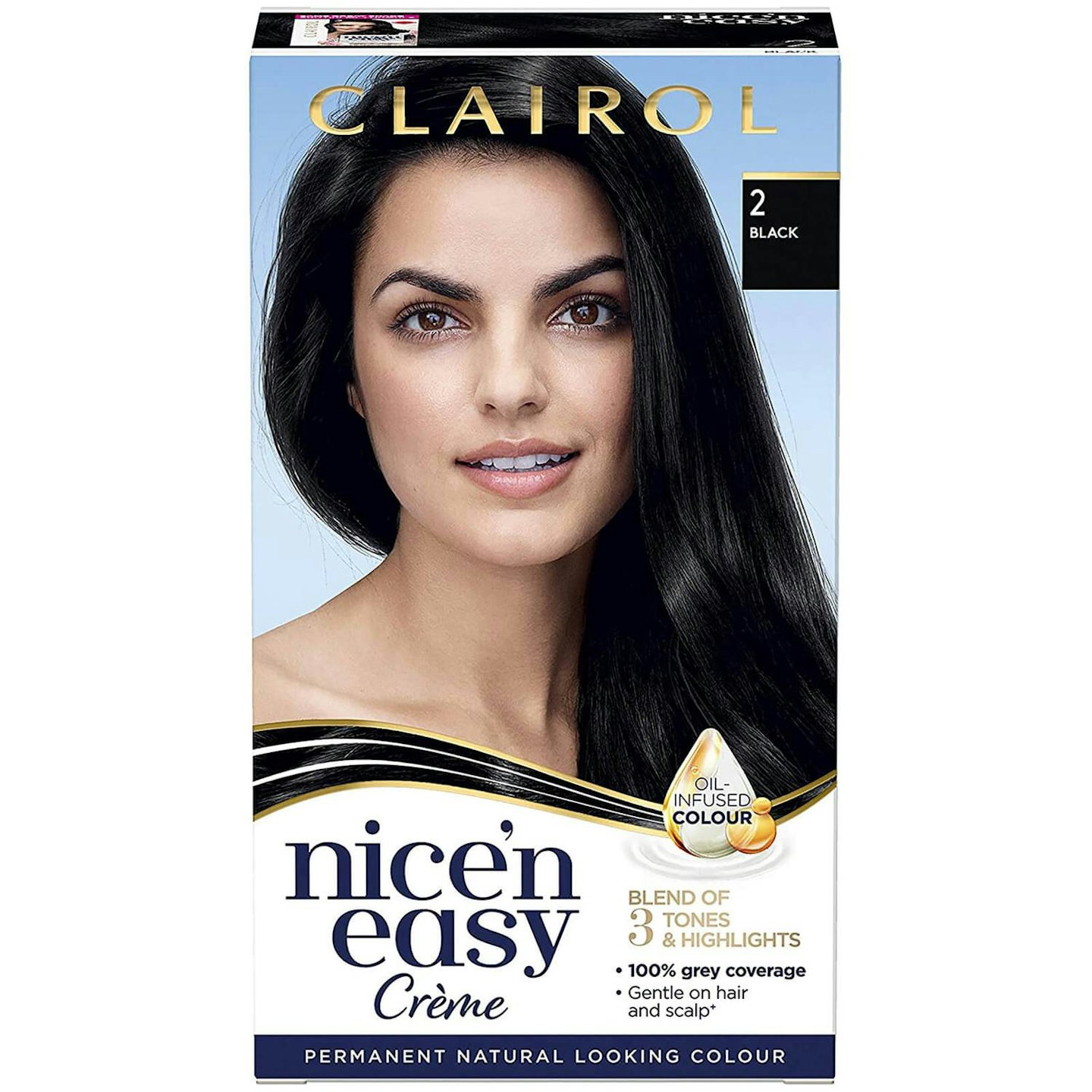 Clairol Nice' n Easy Cru00e8me Natural Looking Oil Infused Permanent Hair Dye in 2 Black
