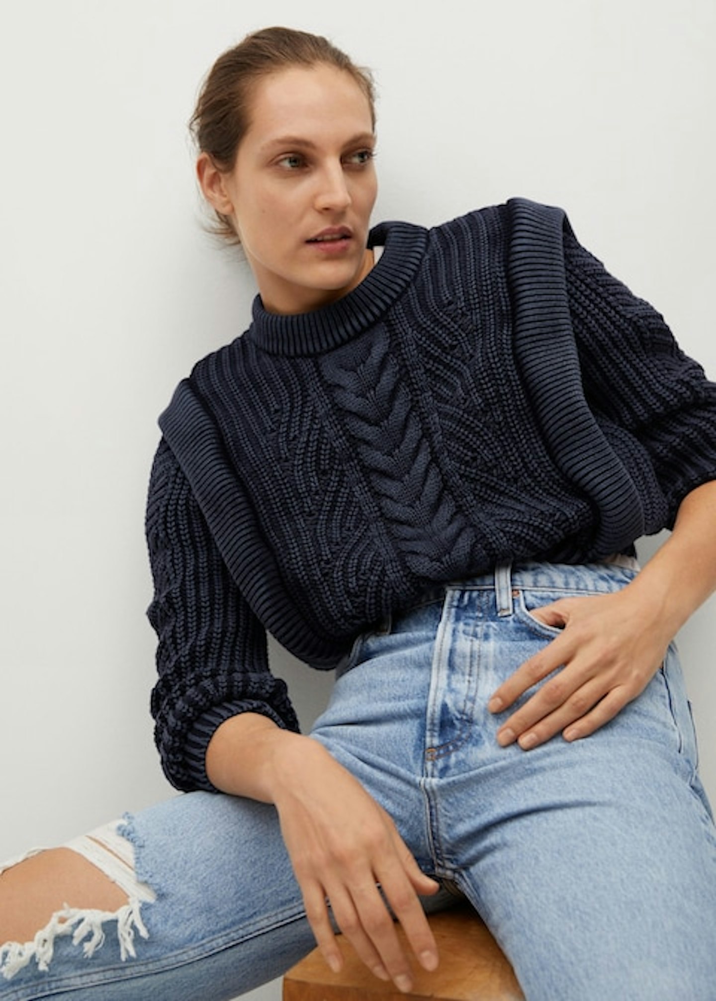 Mango, Embossed Contrasting Knit Sweater, WAS £49.99 NOW £35.99
