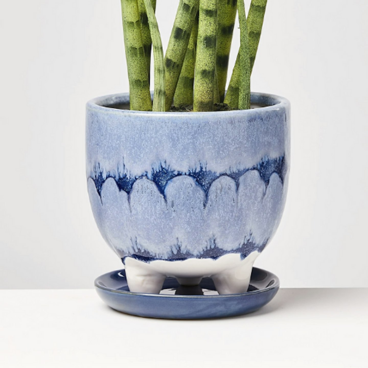 Oliver Bonas Ulu Blue Ceramic Saucer & Plant Pot