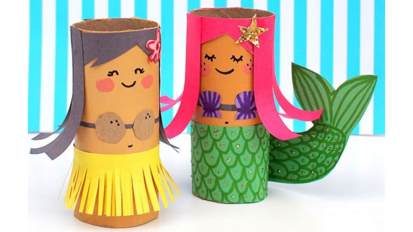 easy craft ideas for kids: loo roll mermaids