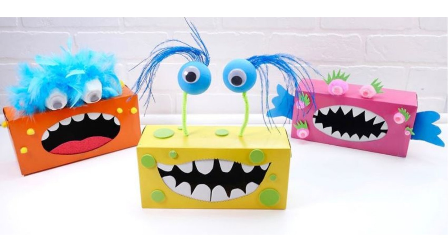 easy craft ideas for kids: tissue box monsters