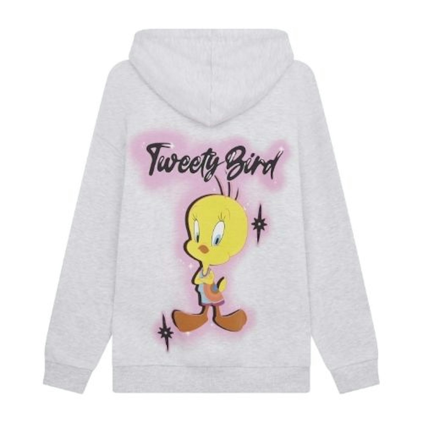 ASOS DESIGN X Looney Tunes Space Jam oversized hoodie with Tweety back print in ice marl