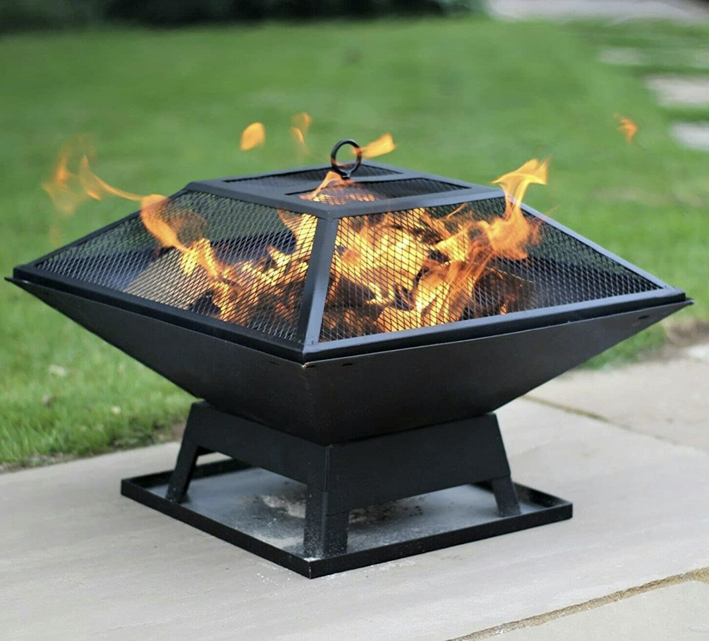 Fire Pit Table Top Square Steel Patio Garden
