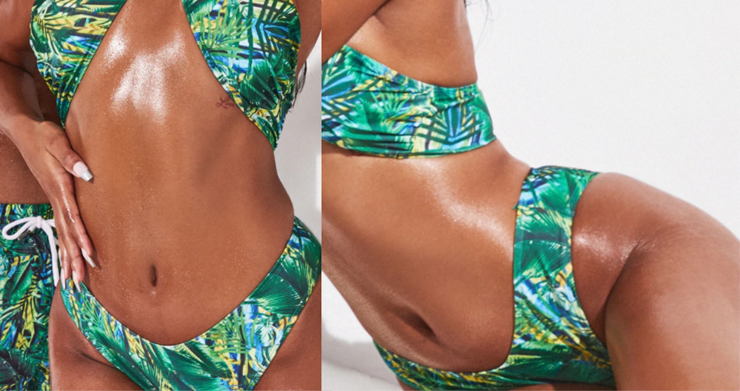 Green Tropical High Rised Bikini Bottoms