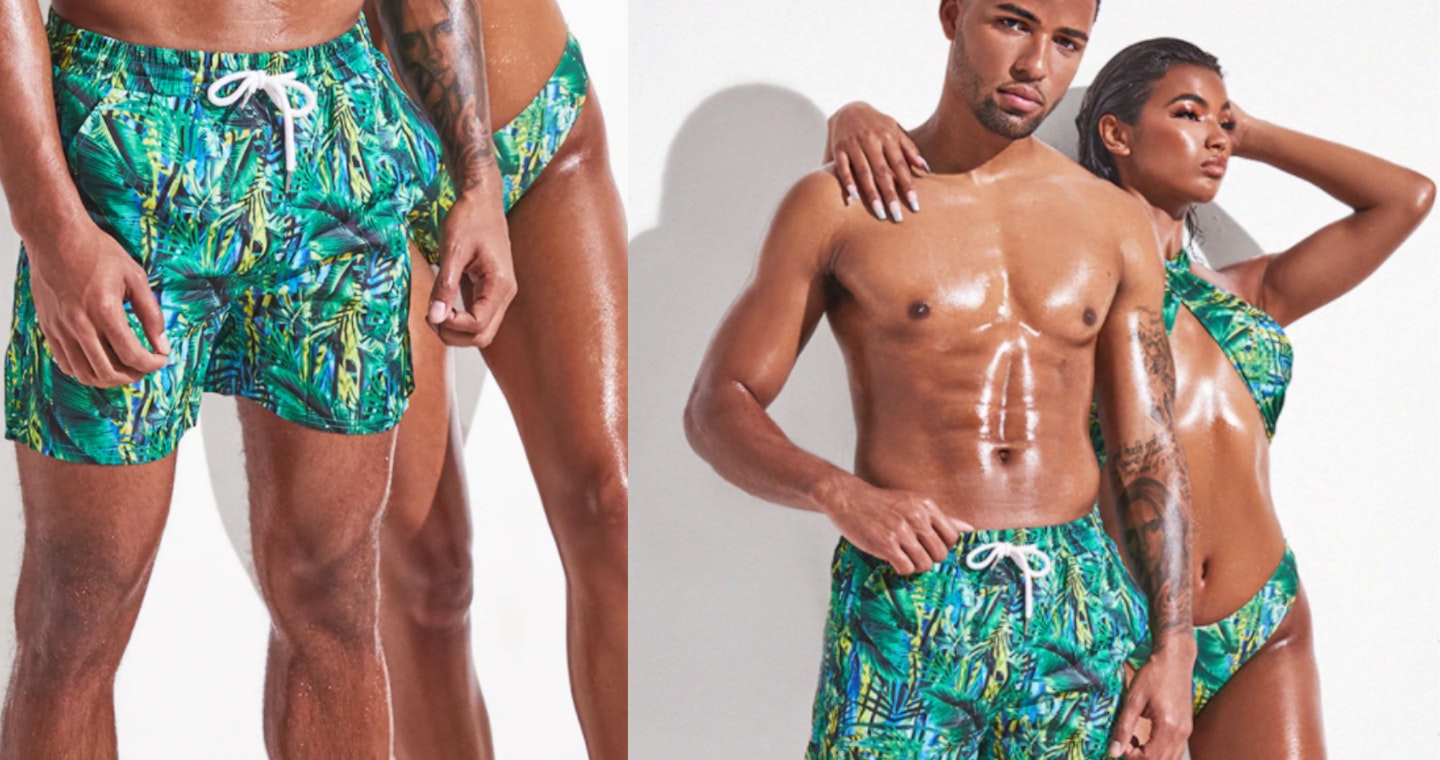 Green Tropical Printed Mid Length Swim Shorts