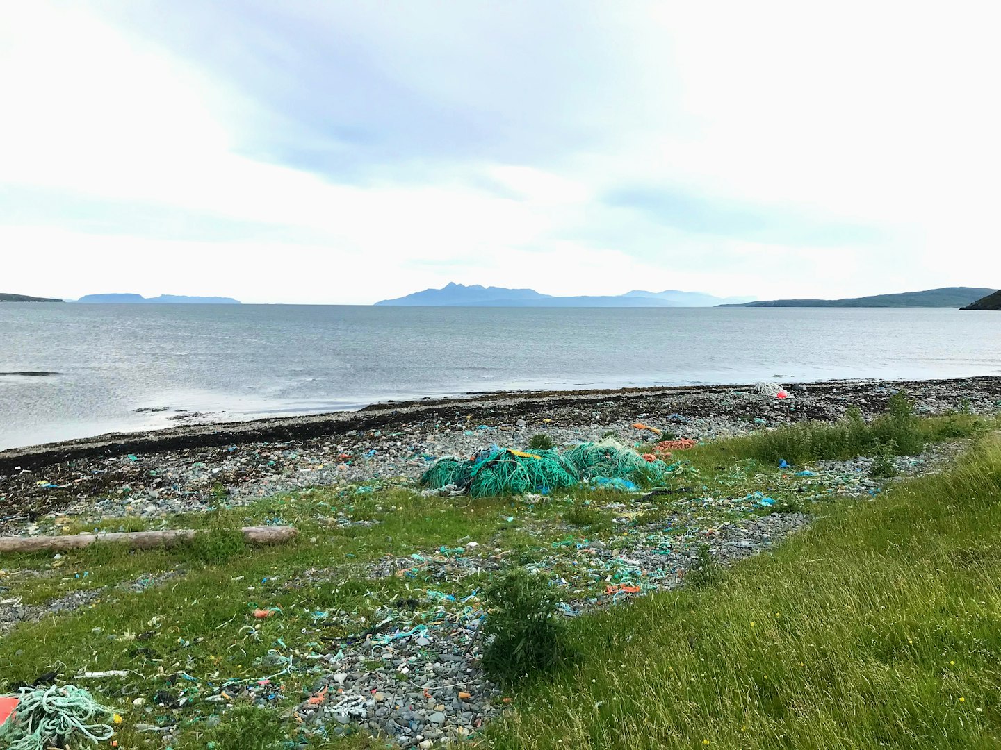 human pollution on a Scottish beach