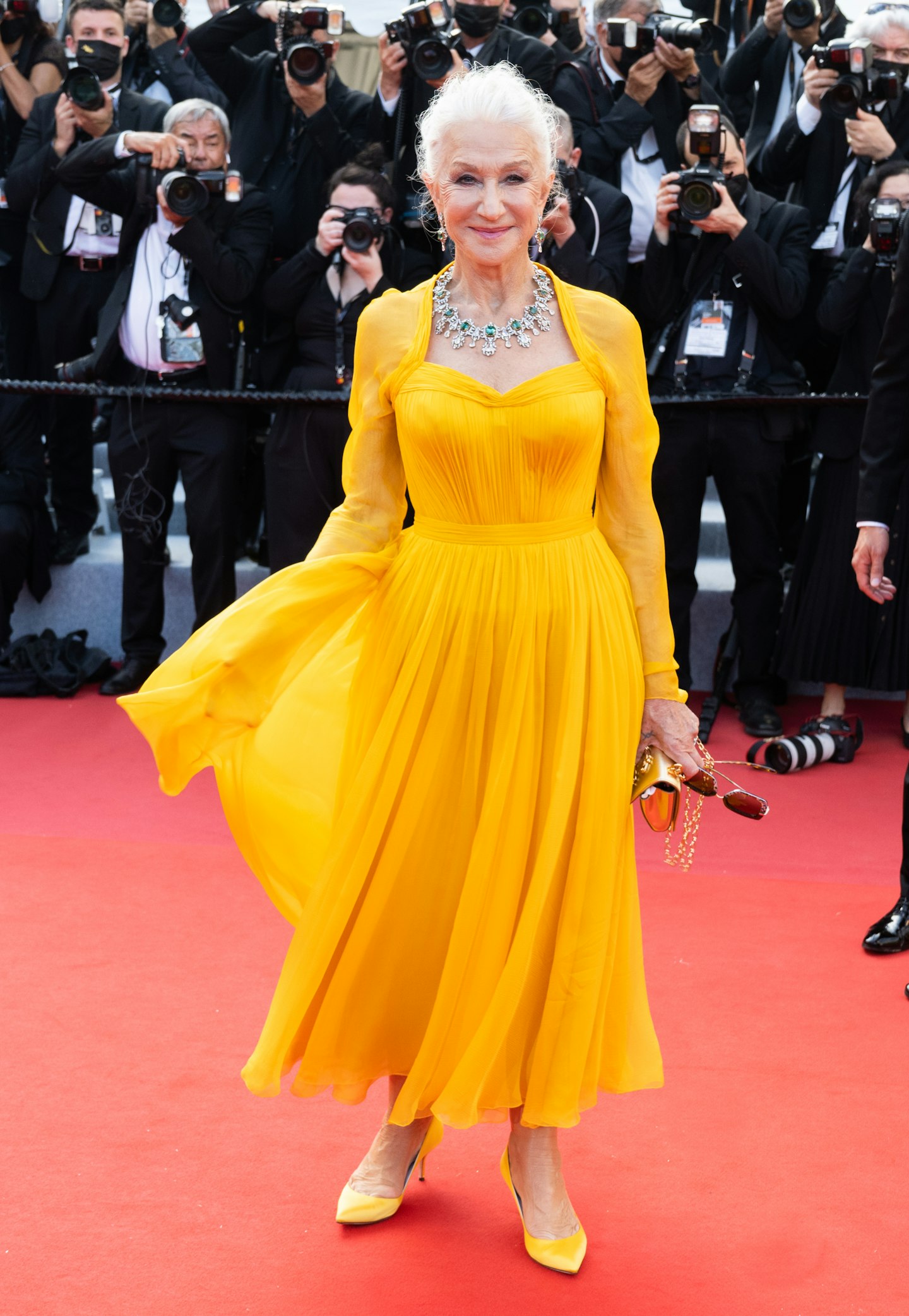 Helen Mirren in a Dolce and Gabbana dress