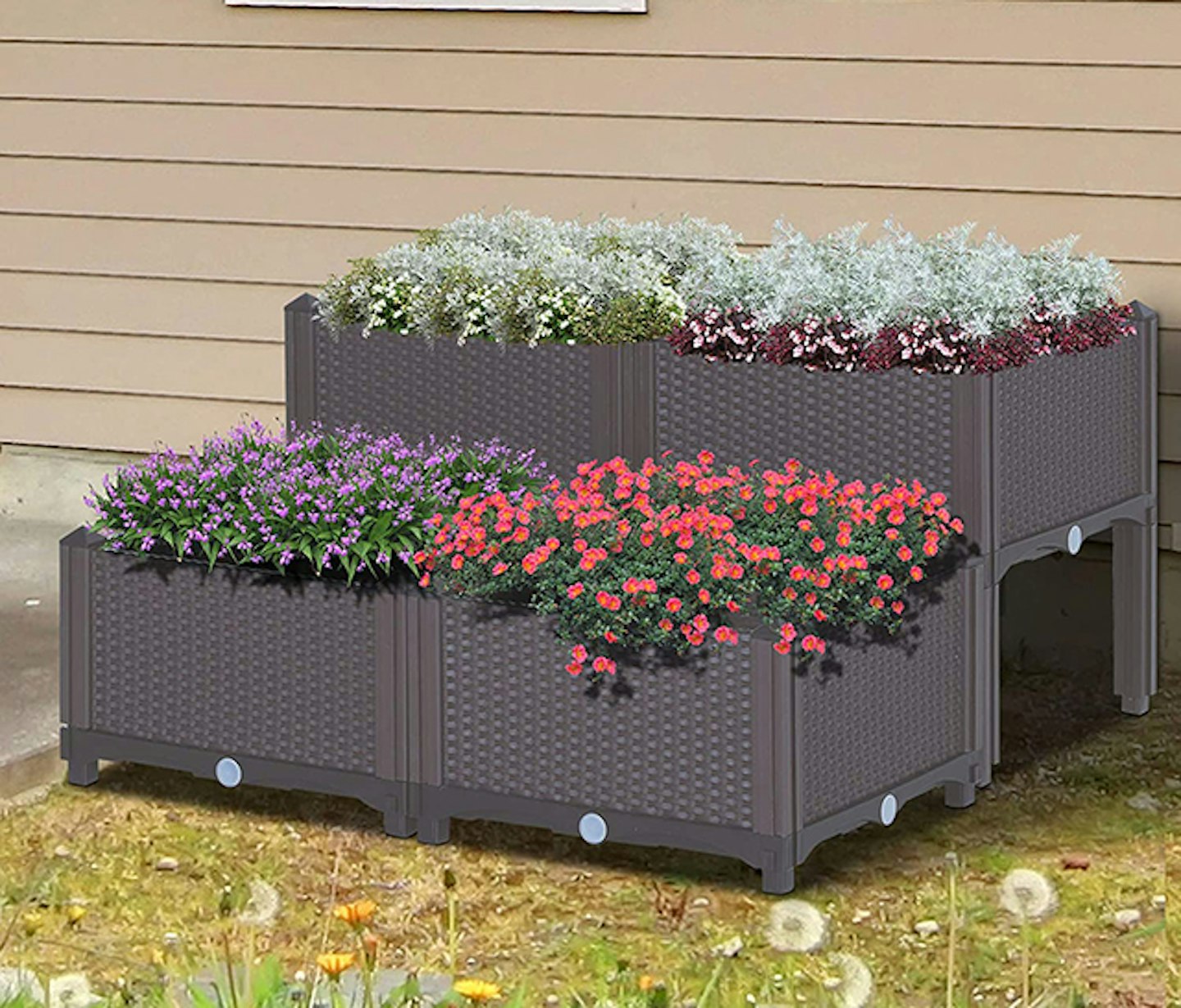 Outsunny Set of 4 Raised Bed Planter Box