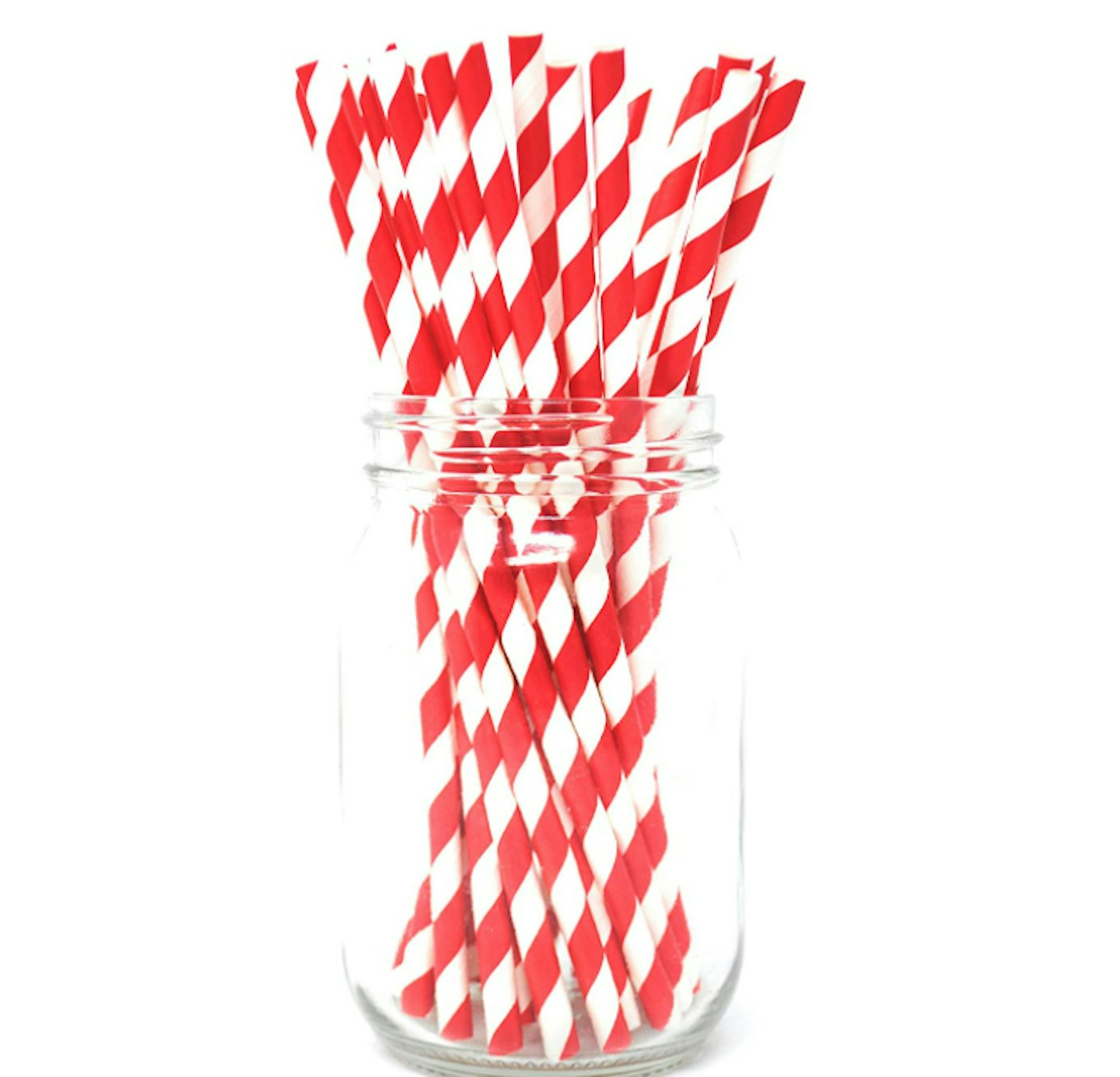 Premium Paper Straws [Pack of 25 Drinking Straws] (Red Stripes)