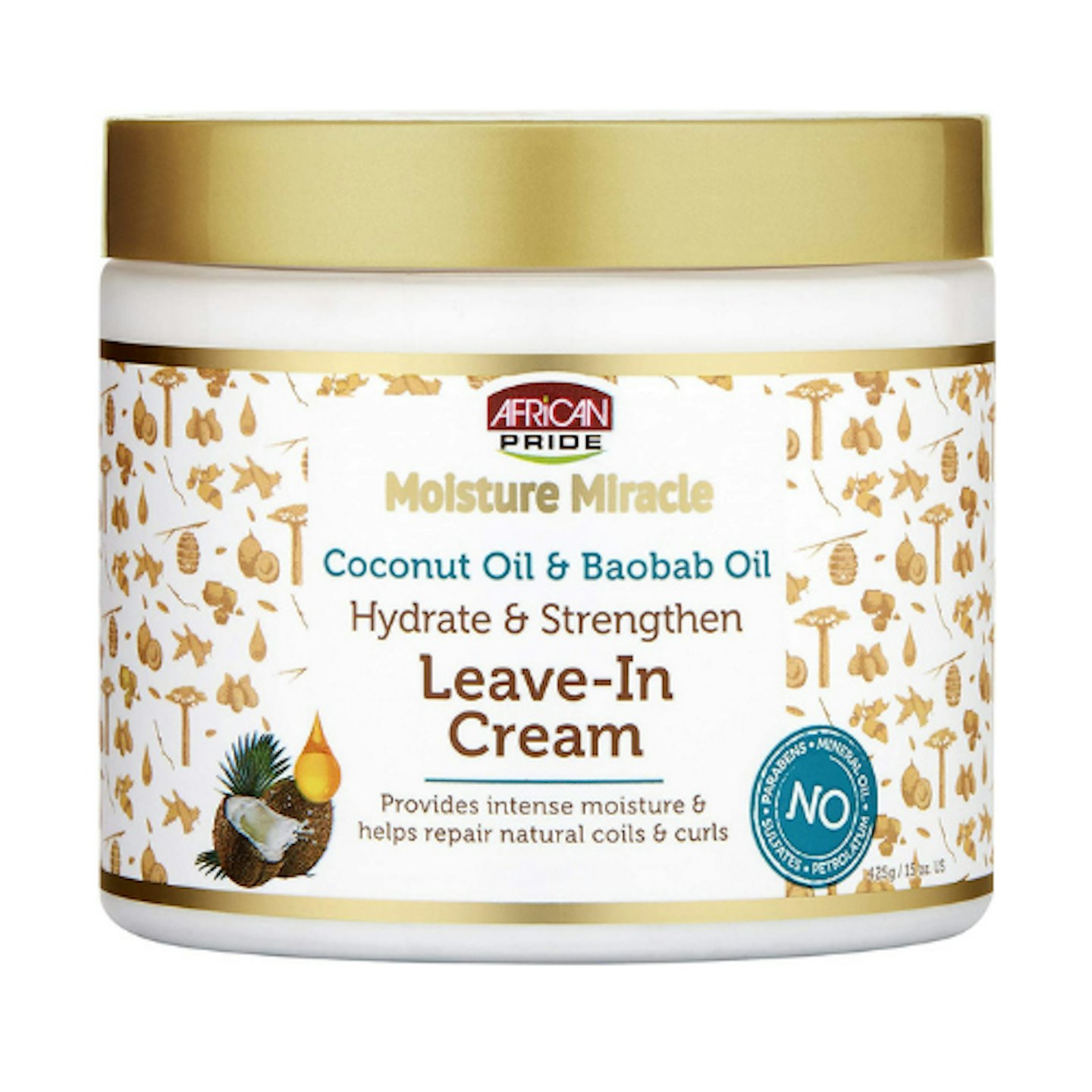 African Pride Moisture Miracle Coconut Oil & Baobab Oil Hydrate and Strengthen Leave In Cream