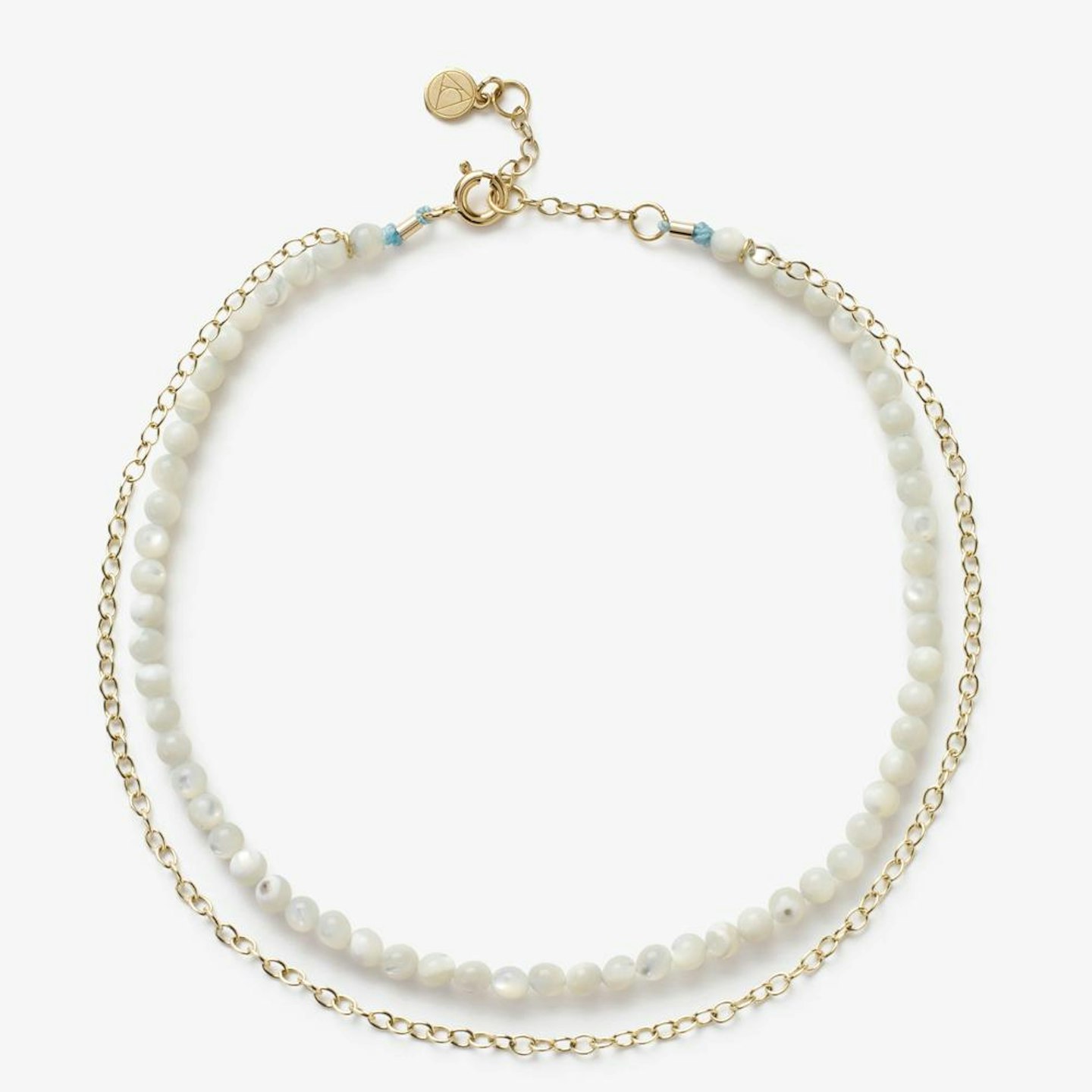 The Alkemistry, 18ct yellow gold mother of pearl anklet, £295