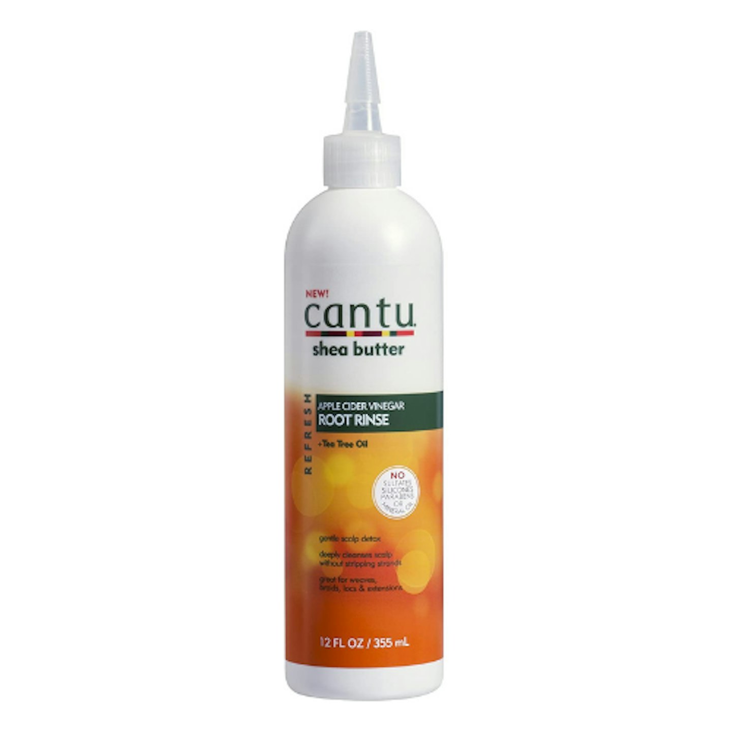 Cantu Refresh Root Rinse With Apple Cider Vinegar and Tea Tree Oil on white background