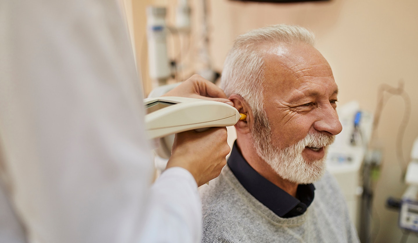 man getting hearing test