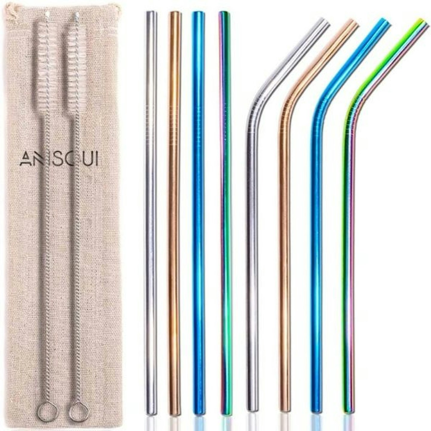 Set of 8 Reusable Metal Straws