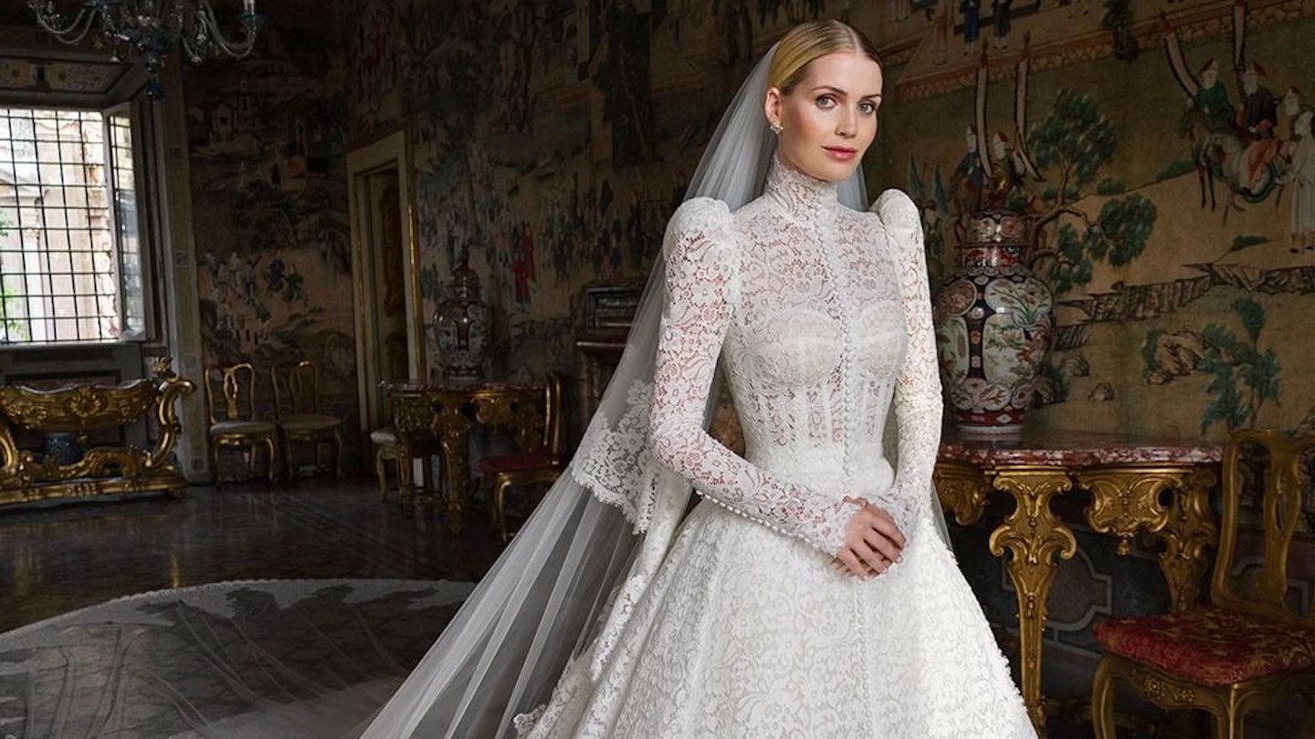Lady Kitty Spencer wearing her wedding dress from D&G