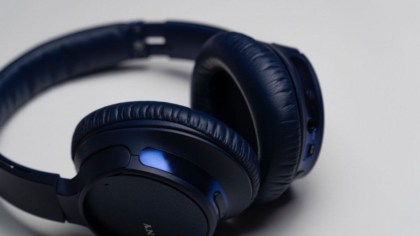 Blue wireless headphones