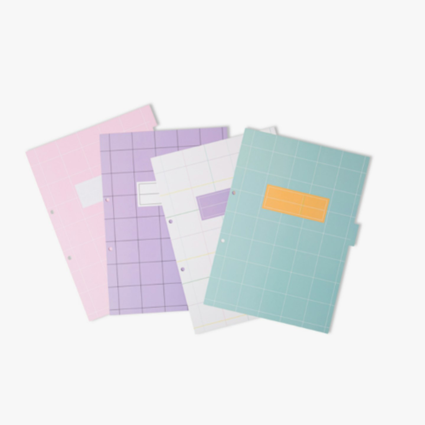 Pastel page dividers on a white background
