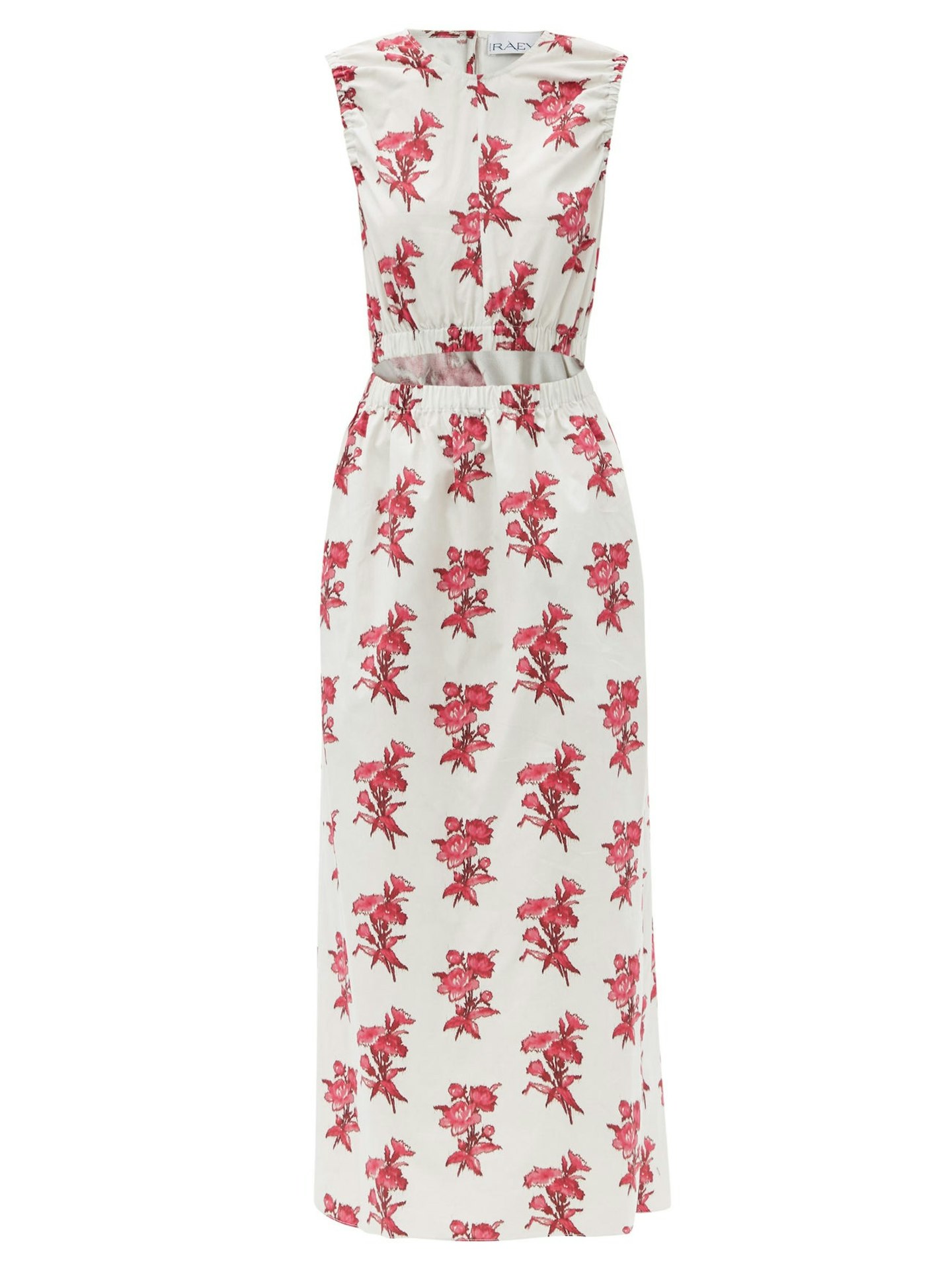 Raey, Elasticated Cut-Out Floral-Print Cotton Dress, WAS £495 NOW £297