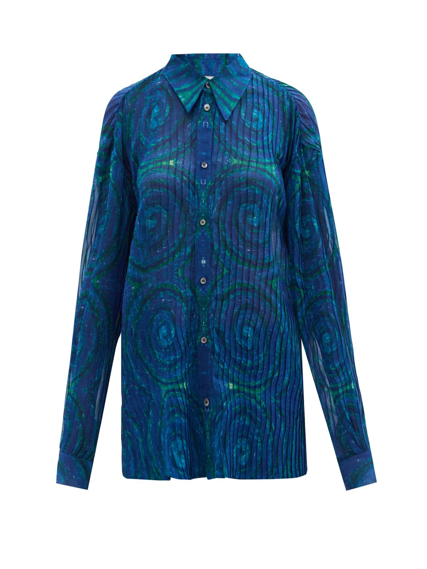 Kenneth Ize, Swirl-Print Pleated-Organza Blouse, WAS £1,188 NOW £475