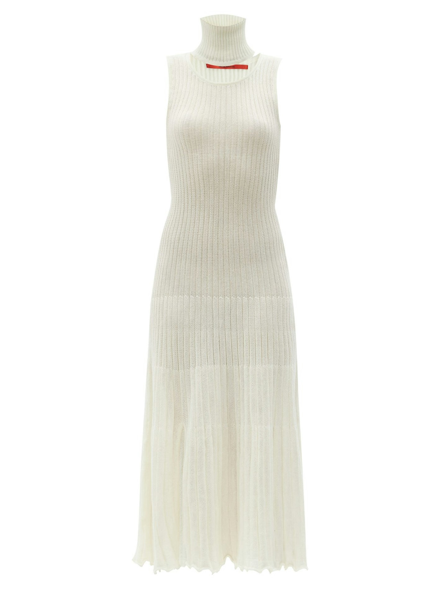 Thebe Magugu, Detachable-Collar Ribbed Wool-Blend Midi Dress, WAS £620 NOW £279