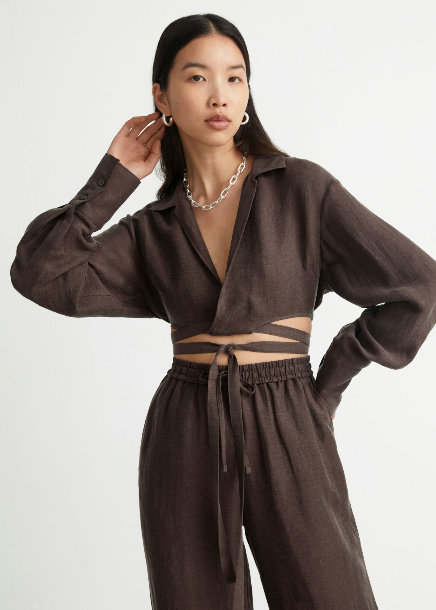 & Other Stories, Cropped Criss-Cross Tie Blouse, £65